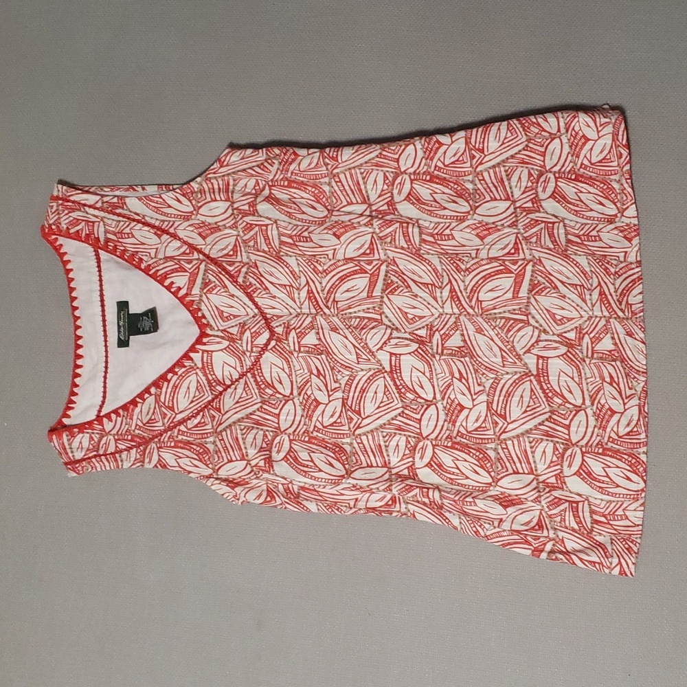 Eddie Bauer Women's Cotton Lined Sleeveless Red And White  Top Size Small